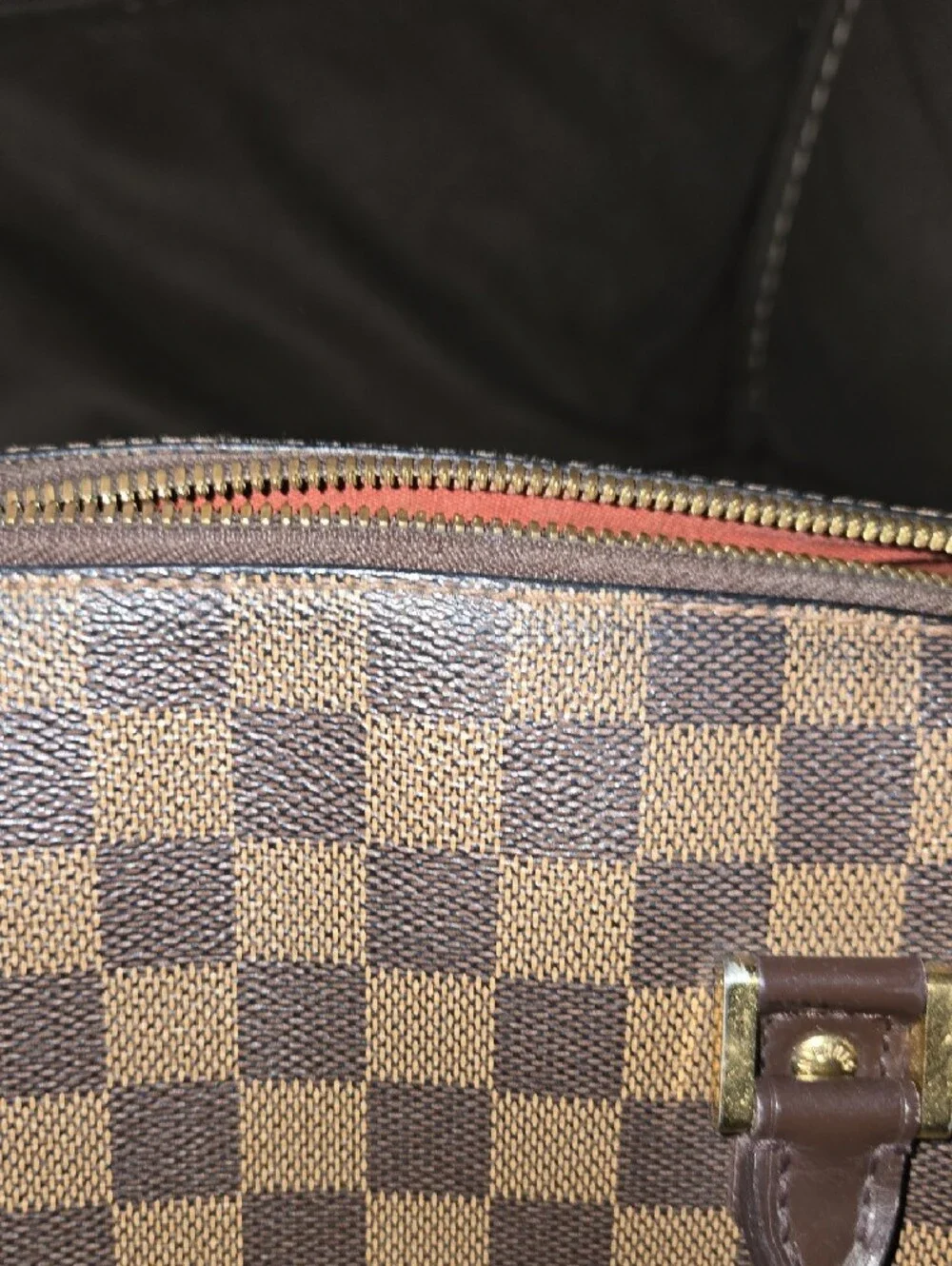 Luxury Louis Vuitton Brown Checkered Dome Satchel Handbag